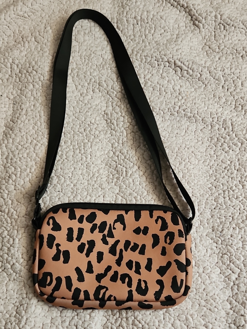 Leopard Print Crossbody Bag in Tan and Black